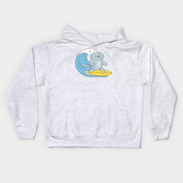 Surfing Cat Kids Hoodie by rafs84